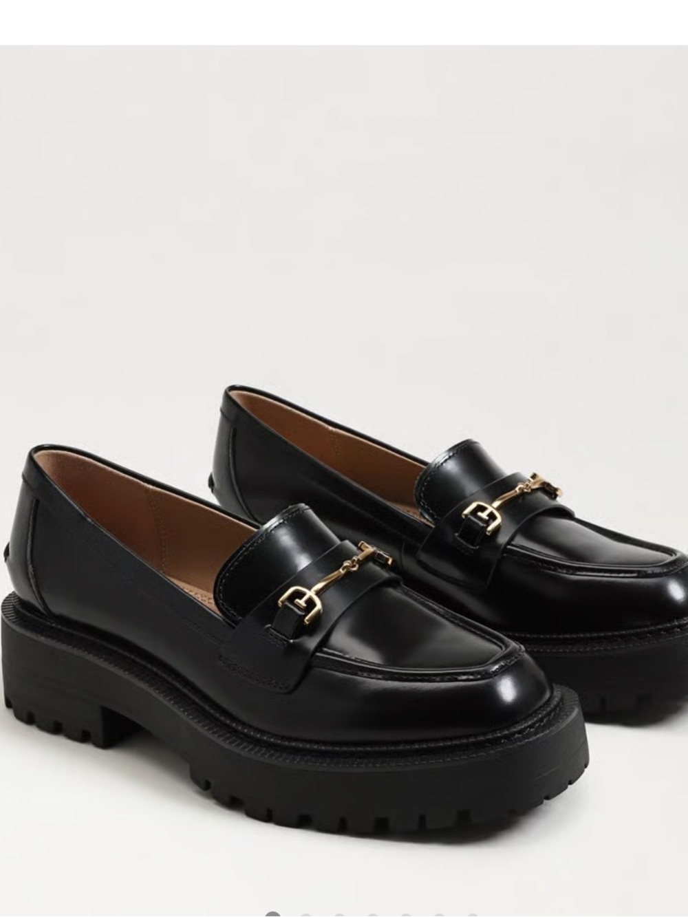 Sam Edelman Lea Black LeatherLoafers with Gold details